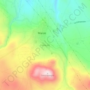 Mapa topográfico Cochacasa, altitude, relevo