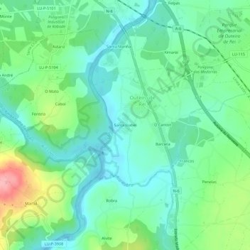 Mapa topográfico Santa Isabel, altitude, relevo
