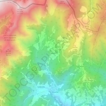 Mapa topográfico Cravasco, altitude, relevo