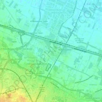 Mapa topográfico Mancasale, altitude, relevo