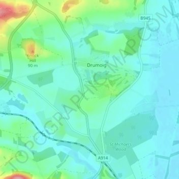 Mapa topográfico Pickletillum, altitude, relevo