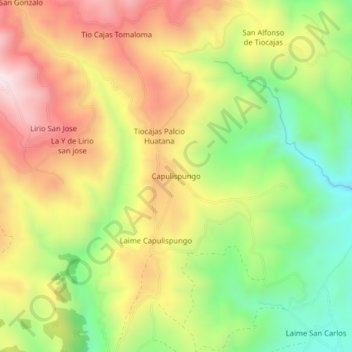 Mapa topográfico Capulispungo, altitude, relevo