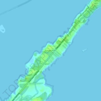 Mapa topográfico Sunset Point, altitude, relevo