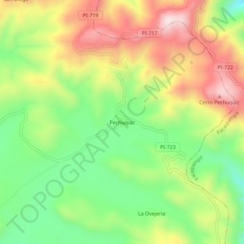 Mapa topográfico Pechuquiz, altitude, relevo