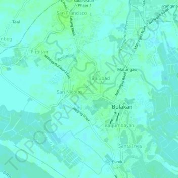 Mapa topográfico Tibig, altitude, relevo