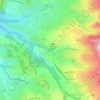 Mapa topográfico Les Serrons, altitude, relevo
