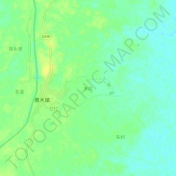 Mapa topográfico 朱凤, altitude, relevo