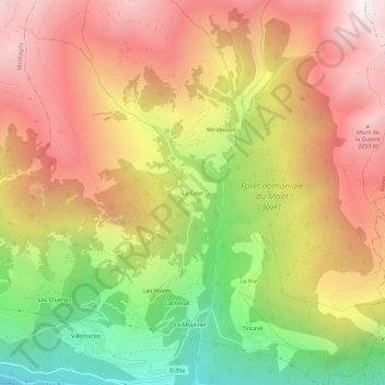 Mapa topográfico La Cour, altitude, relevo
