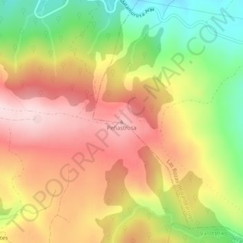 Mapa topográfico Peñastrosa, altitude, relevo