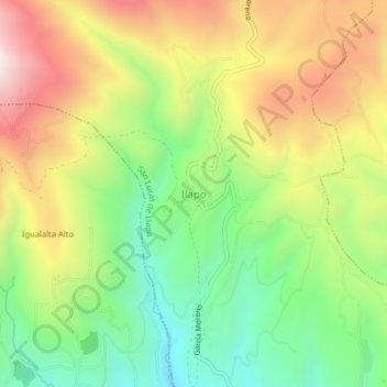 Mapa topográfico Ilapo, altitude, relevo