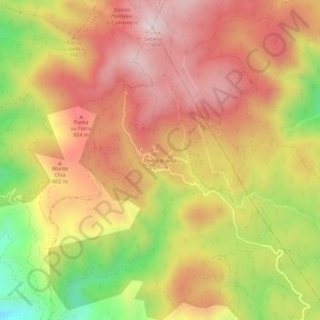 Mapa topográfico Pedra Bianca, altitude, relevo
