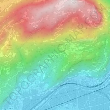 Mapa topográfico Savignano, altitude, relevo