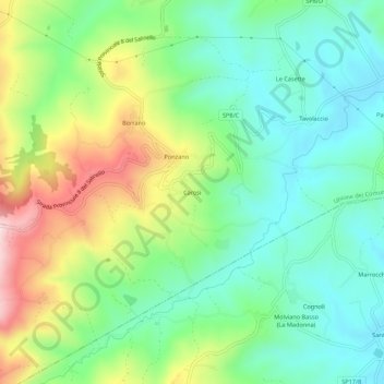 Mapa topográfico Carosi, altitude, relevo