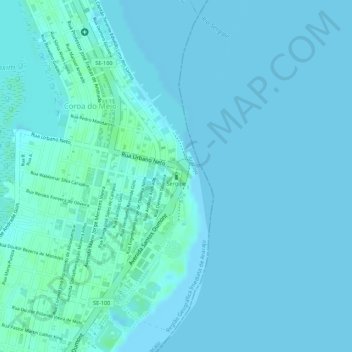 Mapa topográfico Sergipe, altitude, relevo