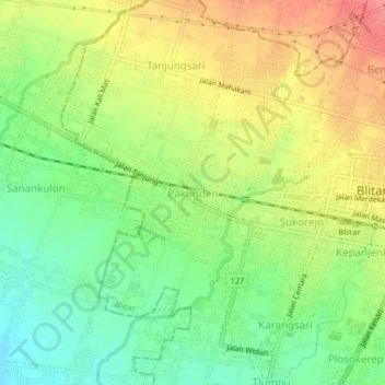 Mapa topográfico Pakunden, altitude, relevo