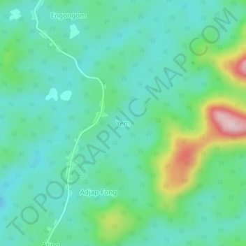 Mapa topográfico Yem, altitude, relevo