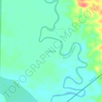 Mapa topográfico Andoas, altitude, relevo