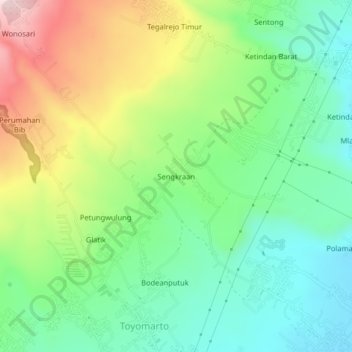 Mapa topográfico Sengkraan, altitude, relevo