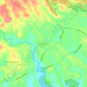 Mapa topográfico Salakaria, altitude, relevo
