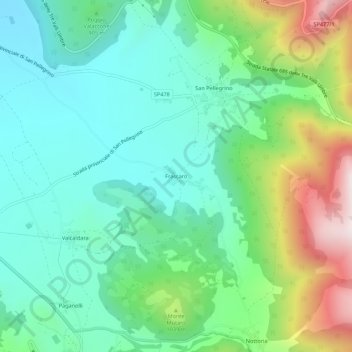 Mapa topográfico Frascaro, altitude, relevo