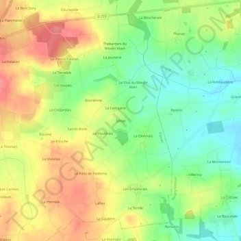Mapa topográfico Senac, altitude, relevo