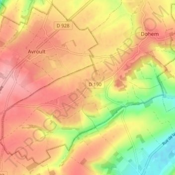 Mapa topográfico Maisnil Bout d'Aval, altitude, relevo
