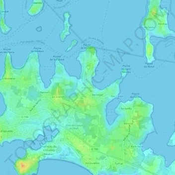 Mapa topográfico Kerners, altitude, relevo