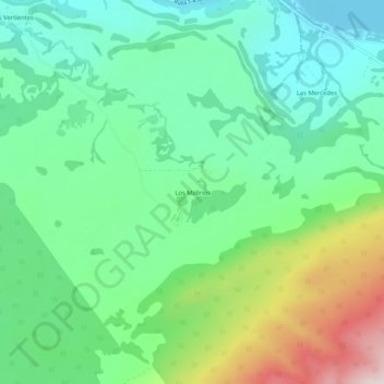 Mapa topográfico Los Molinos, altitude, relevo