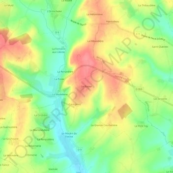 Mapa topográfico Le Rosier, altitude, relevo