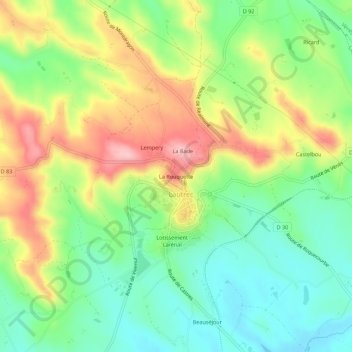 Mapa topográfico La Rouquette, altitude, relevo