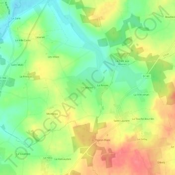 Mapa topográfico Le Manoir, altitude, relevo
