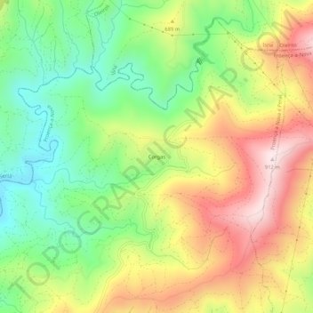 Mapa topográfico Corgas, altitude, relevo
