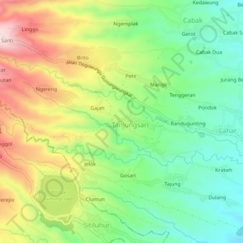 Mapa topográfico Semar, altitude, relevo