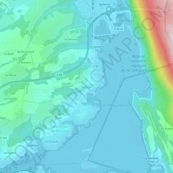 Mapa topográfico Le Gojat, altitude, relevo