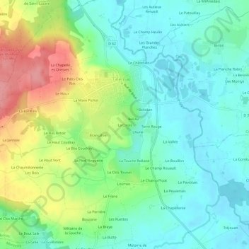 Mapa topográfico La Cirois, altitude, relevo