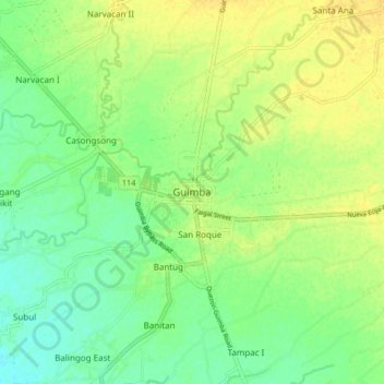 Mapa topográfico Guimba, altitude, relevo