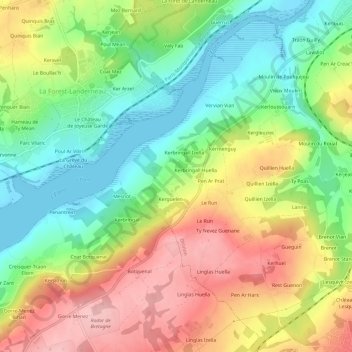 Mapa topográfico Kermadec, altitude, relevo