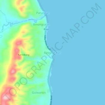 Mapa topográfico Binongkalan, altitude, relevo