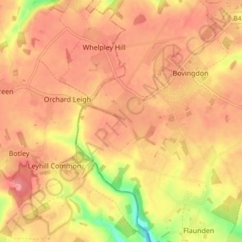 Mapa topográfico Pudd's Cross, altitude, relevo