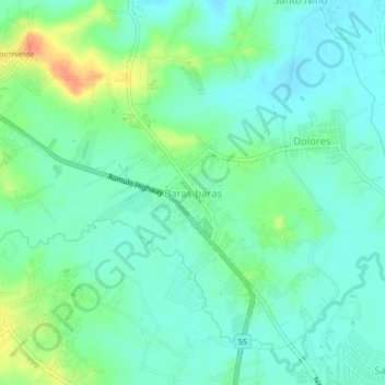 Mapa topográfico Baras-baras, altitude, relevo