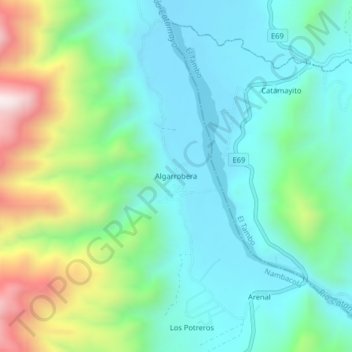 Mapa topográfico Algarrobera, altitude, relevo