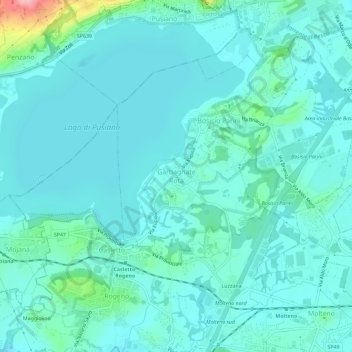 Mapa topográfico Garbagnate Rota, altitude, relevo