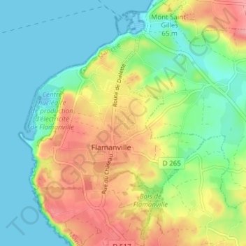 Mapa topográfico Cités du Valtac, altitude, relevo