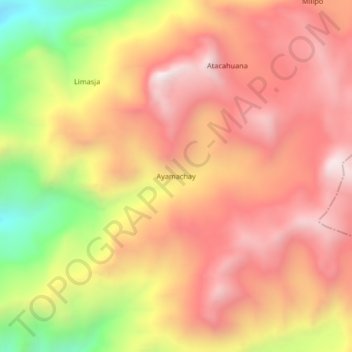 Mapa topográfico Ayamachay, altitude, relevo
