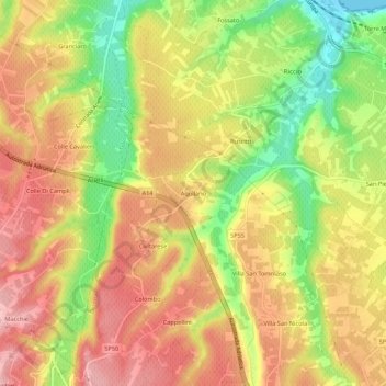 Mapa topográfico Aquilano, altitude, relevo