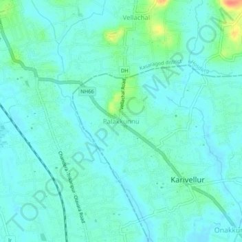 Mapa topográfico Palakkunnu, altitude, relevo