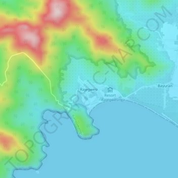 Mapa topográfico Rajegwesi, altitude, relevo