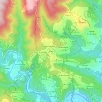 Mapa topográfico Seyras, altitude, relevo