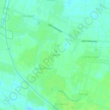 Mapa topográfico Kriwen, altitude, relevo