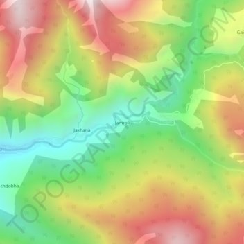 Mapa topográfico Jamroli, altitude, relevo